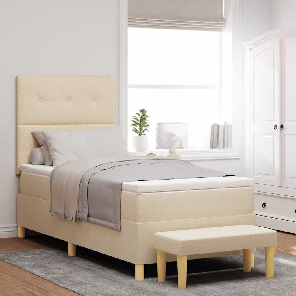 E-shop Multidom Posteľ s pružinovým rámom Krémová 200 x 90 cm látka