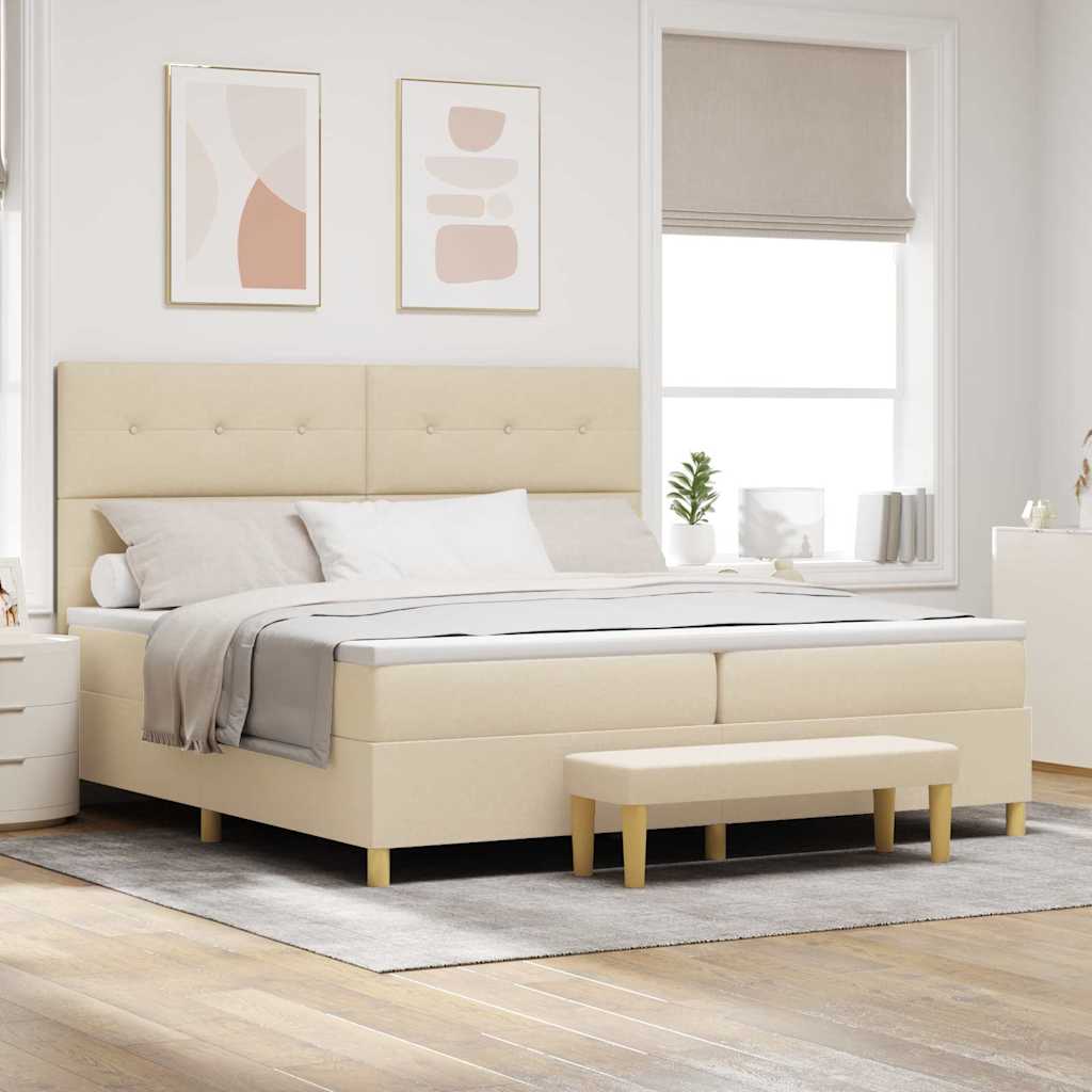 E-shop Multidom Posteľ s pružinovým rámom s matracmi Krémová 200 x 200 cm látka