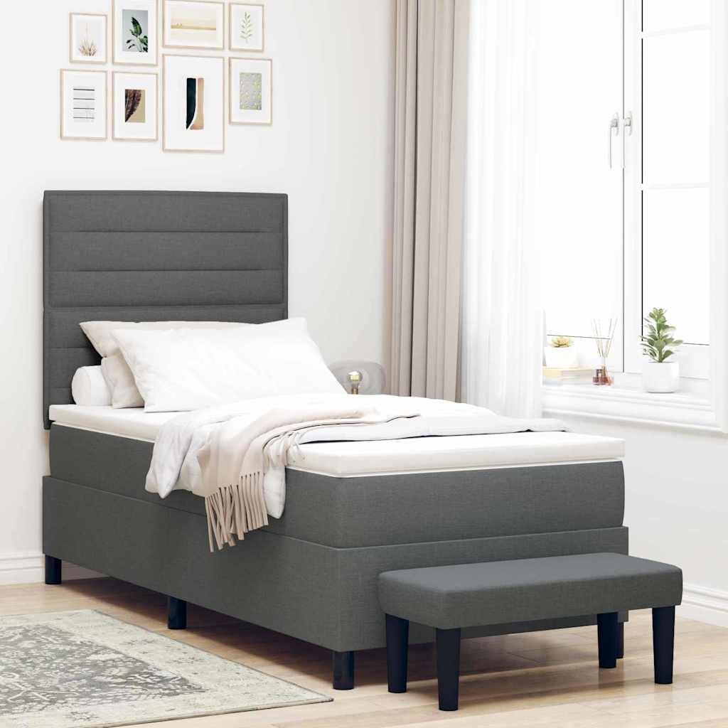 E-shop Multidom Posteľ s pružinovým rámom Tmavo šedá 100 x 200 cm látka