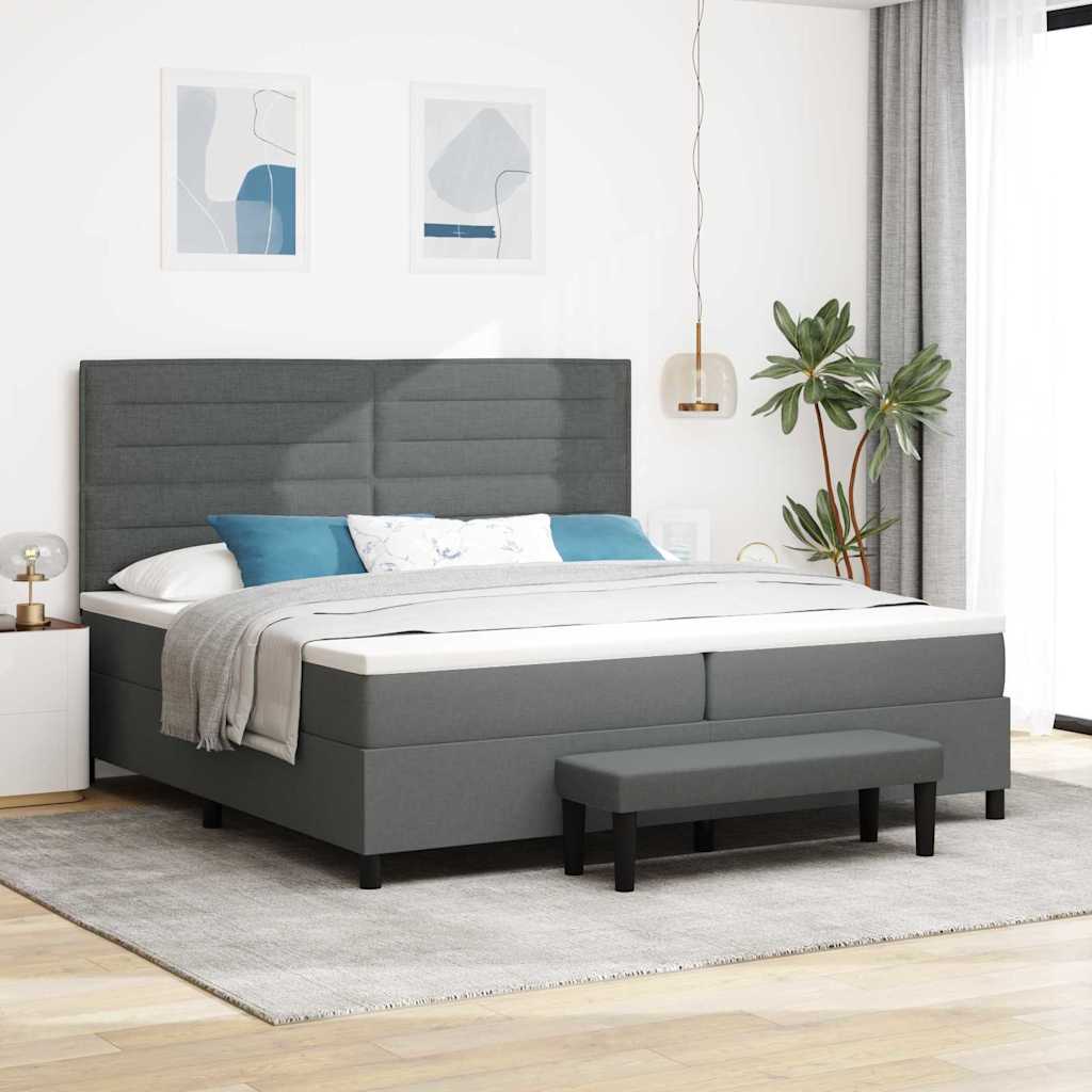 E-shop Multidom Posteľ s pružinovým rámom Tmavo šedá 200 x 200 cm látka