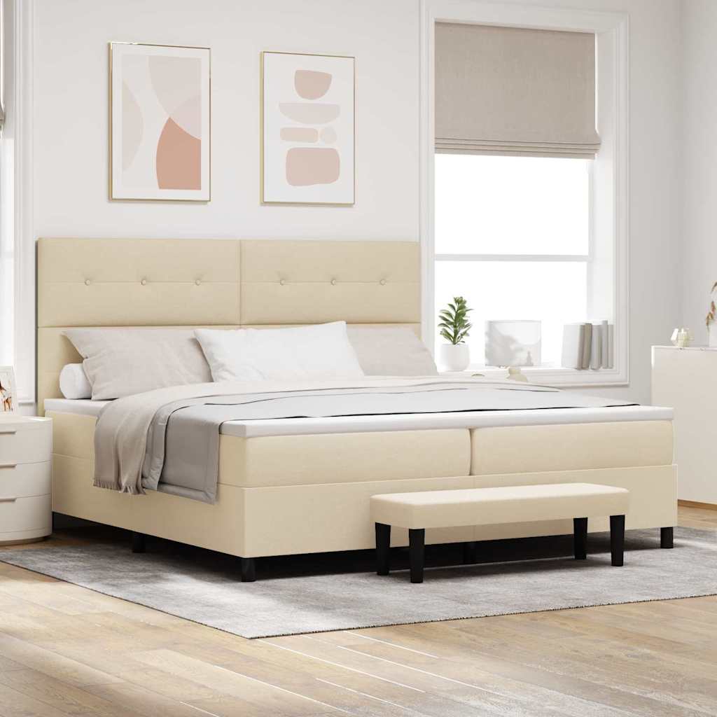 E-shop Multidom Posteľ s pružinovým rámom Krémová 200 x 200 cm látka