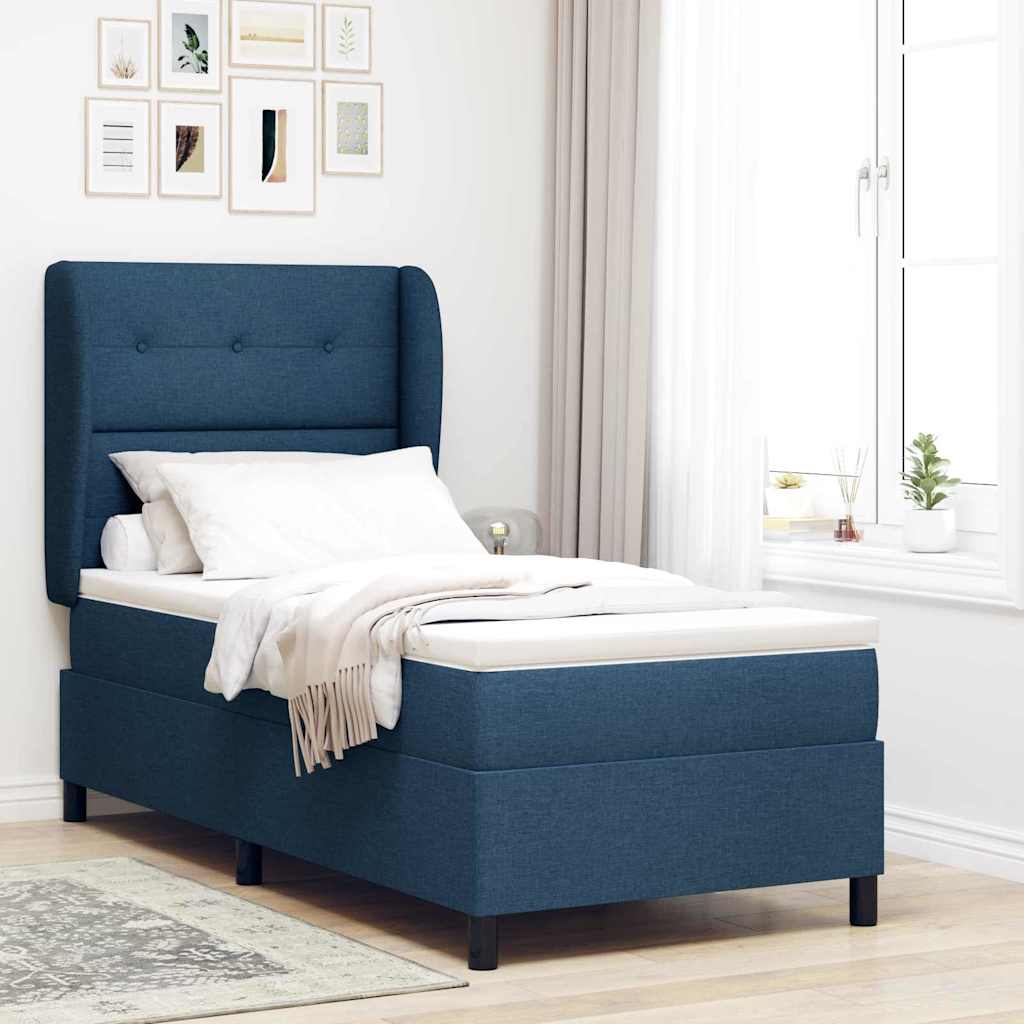 E-shop Multidom Posteľ s pružinovým rámom s matracmi Modrá 100 x 200 cm látka