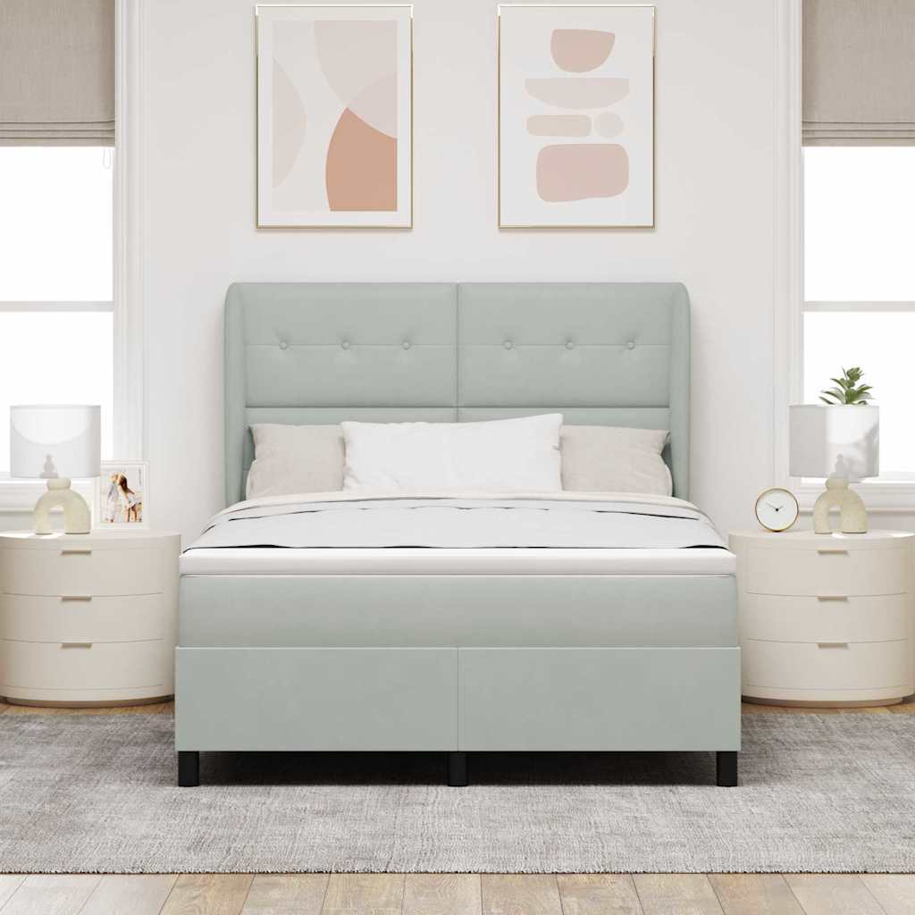 E-shop Multidom Posteľ s pružinovým rámom Svetlosivá 200 x 160 cm Zamat