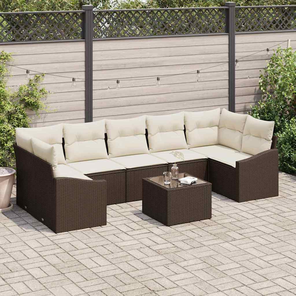 E-shop Multidom Sada pohoviek Hnedá a smotanová 55 x 55 x 37 cm polyratan