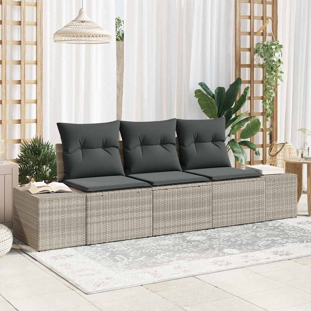 E-shop Multidom Sada pohoviek s vankúšom 3 pcs Svetlosivá polyratan
