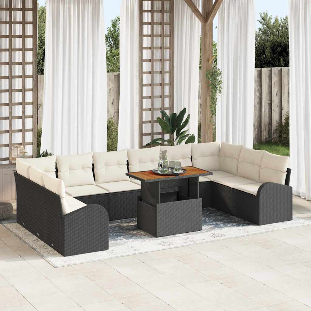 E-shop Multidom Súprava záhradných pohoviek s vankúšom 11 pcs Čierna a krémová