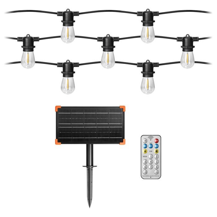 E-shop ORNO Solárna girlanda VIRONE LG-4/15M/E27/15m, IP44, 15x LED E27, 0,1 W, 3000K