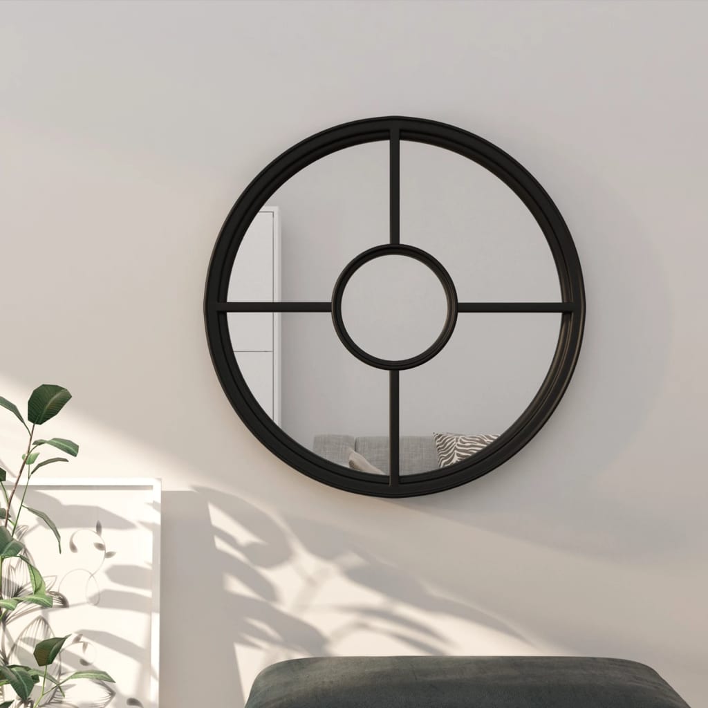 E-shop Multidom Zrkadlo čierne 40x4 cm železo okrúhle interiérové