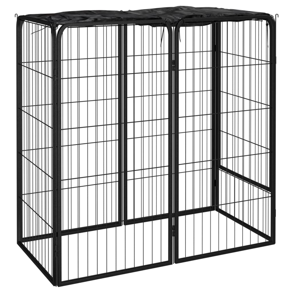 E-shop Multidom Ohrádka pre psov 6 panelov čierna 50x100 cm práškovaná oceľ
