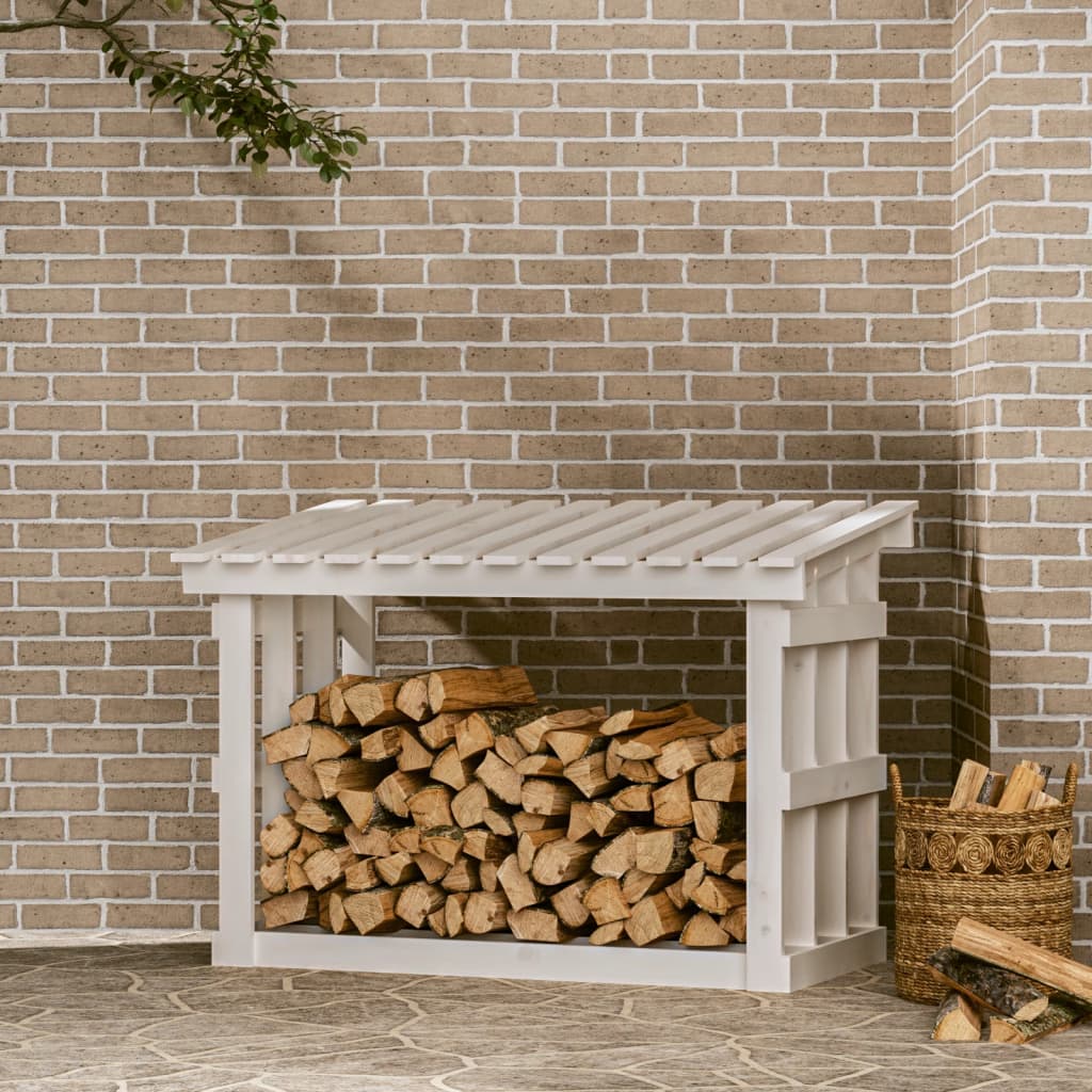 E-shop Multidom Stojan na palivové drevo biely 108x64,5x77 cm masívna borovica