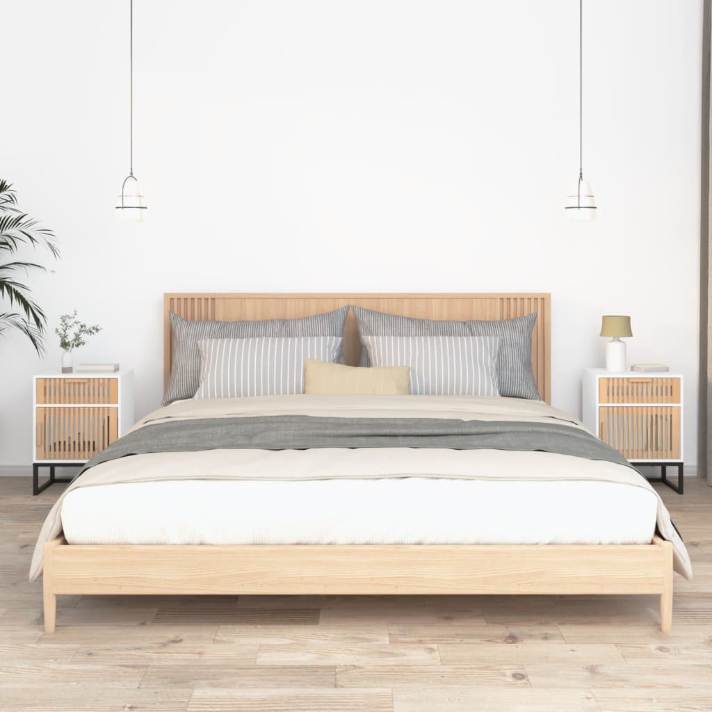 E-shop Multidom Nočné stolíky 2 ks biele 40x30x55,5cm kompozitné drevo a železo