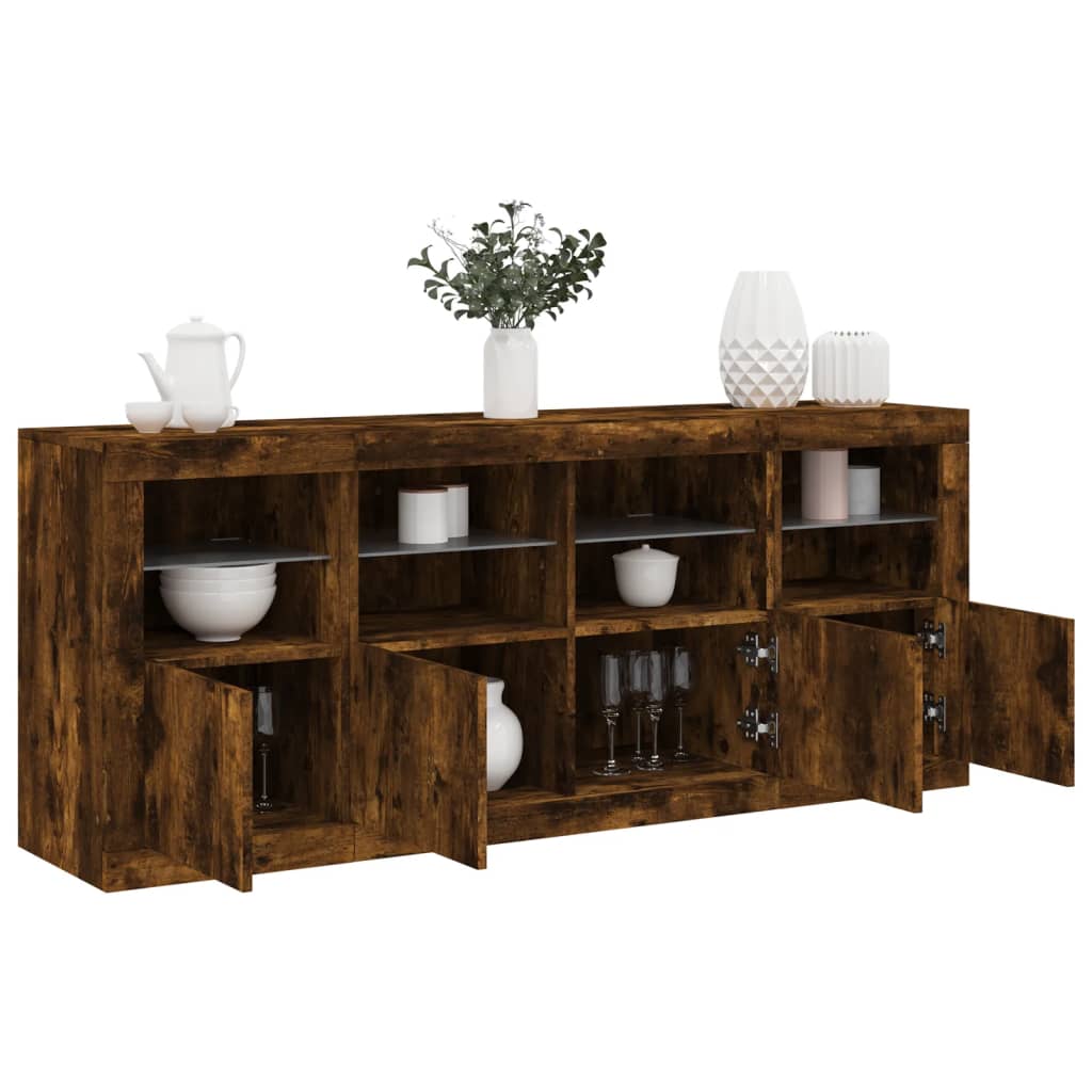 E-shop Multidom Komoda s LED svetlami dymový dub 163x37x67 cm