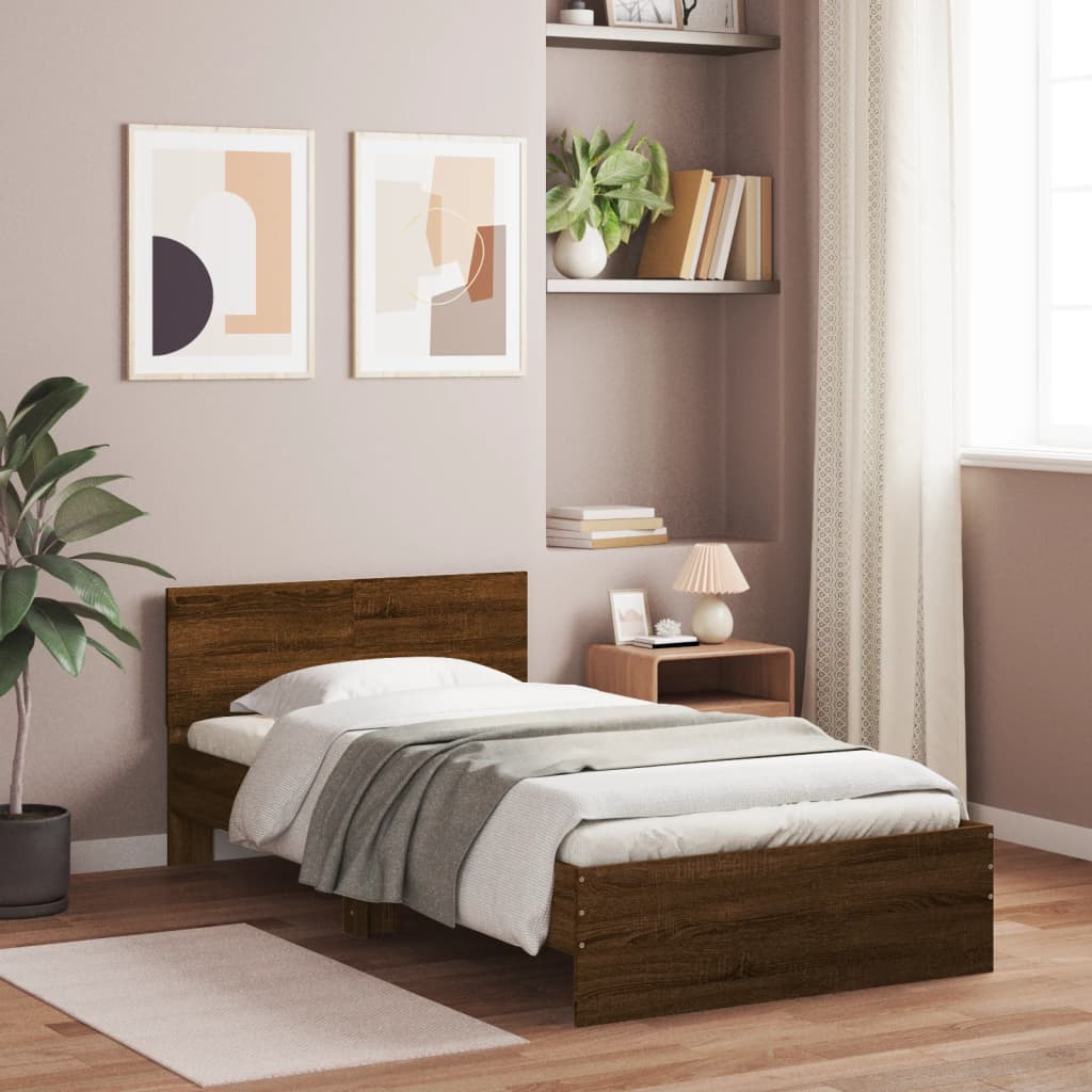 E-shop Multidom Posteľný rám bez matraca s čelom hnedý dub 100x200 cm