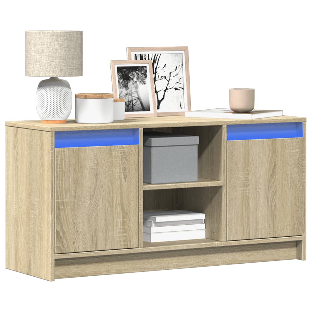 E-shop Multidom TV stolík s LED dub sonoma 100x34x50 cm kompozitné drevo