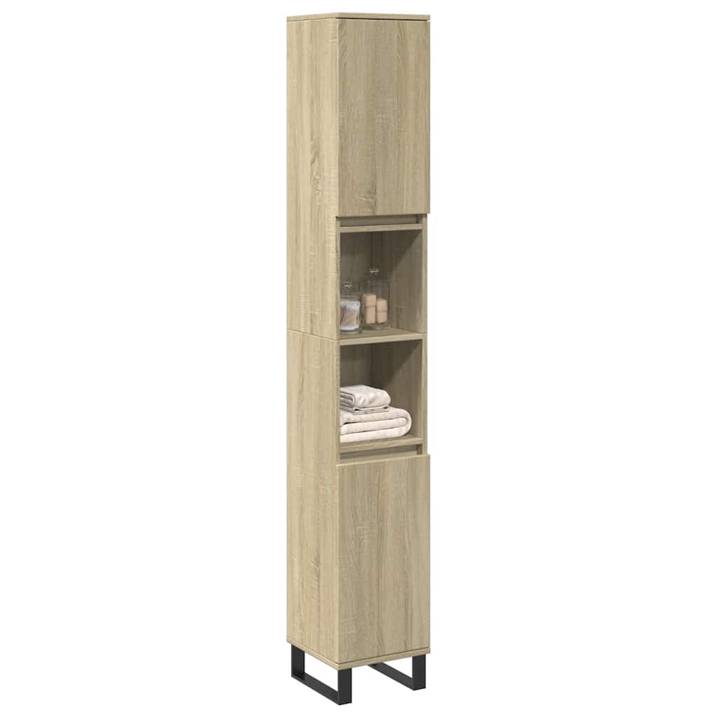 E-shop Multidom Skrinka do kúpeľne dub sonoma 30x30x190 cm spracované drevo