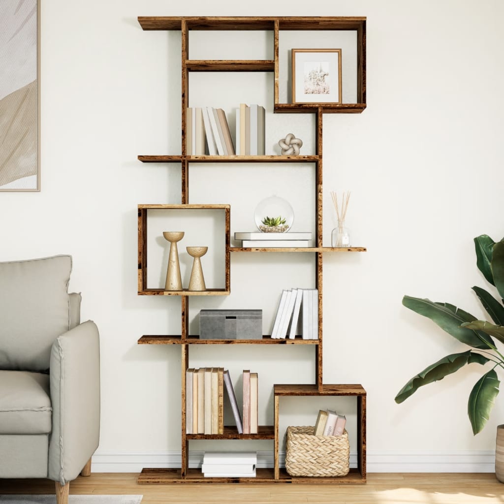 E-shop Multidom Knižnica staré drevo 92x29x188 cm kompozitné drevo