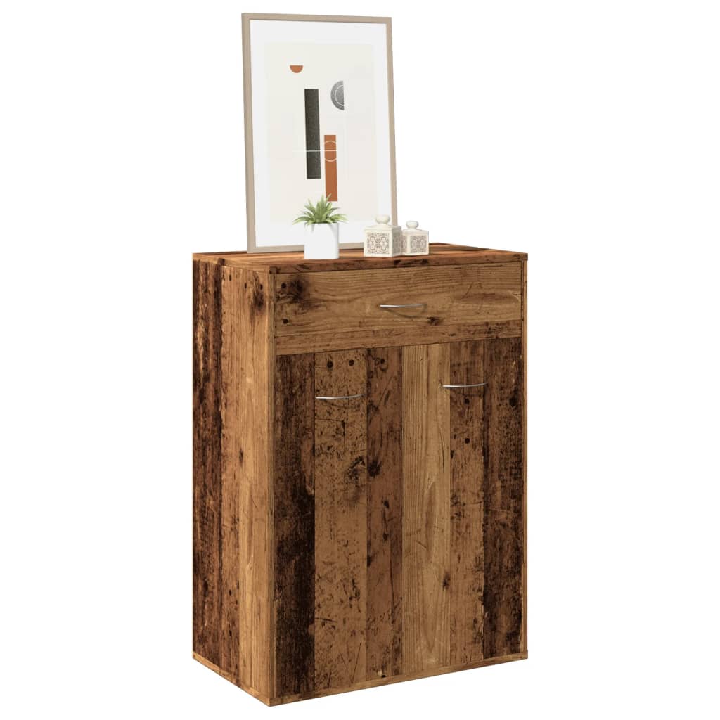 E-shop Multidom Skrinka na topánky, staré drevo 60x35x84 cm, kompozitné drevo