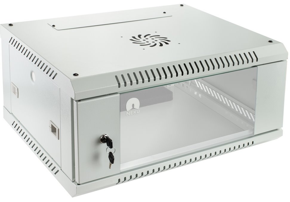 E-shop RACK skriňa závesná NEKU TS 19" 4U 450mm, sv. šedá, na samozostavenie