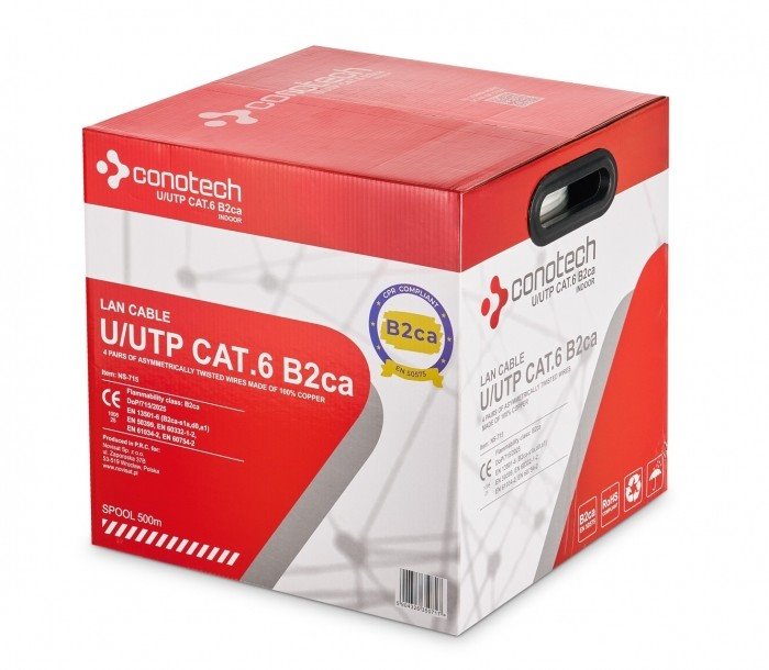 E-shop CONO-TECH UTP kábel CONO-TECH, LAN CAT6e, LSZH B2ca, biely, 500m