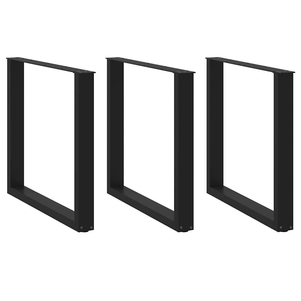 E-shop Multidom Nohy k jedálenskému stolu v tvare U, 3 ks, čierne, 90 x (72-73) cm, oceľové
