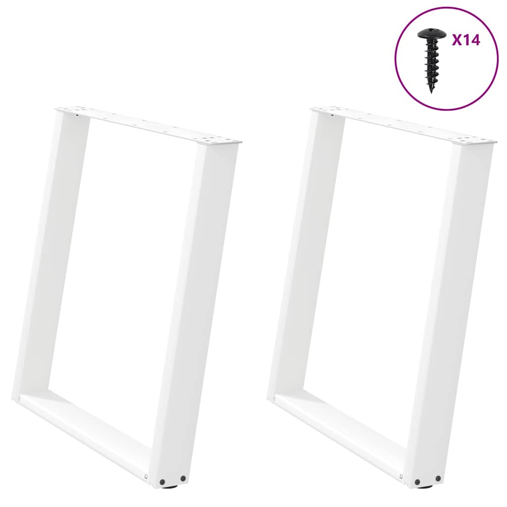 E-shop Multidom Nohy k jedálenskému stolu v tvare U, 2 ks, biele, 80 x (72-73) cm, oceľové