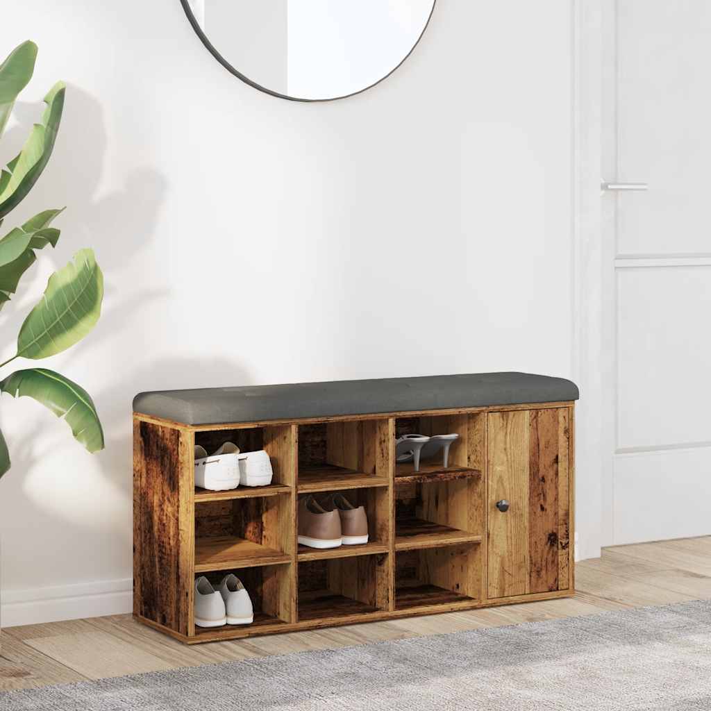 E-shop Multidom Lavička na topánky Old Wood 102x32x50 cm Engineered Wood
