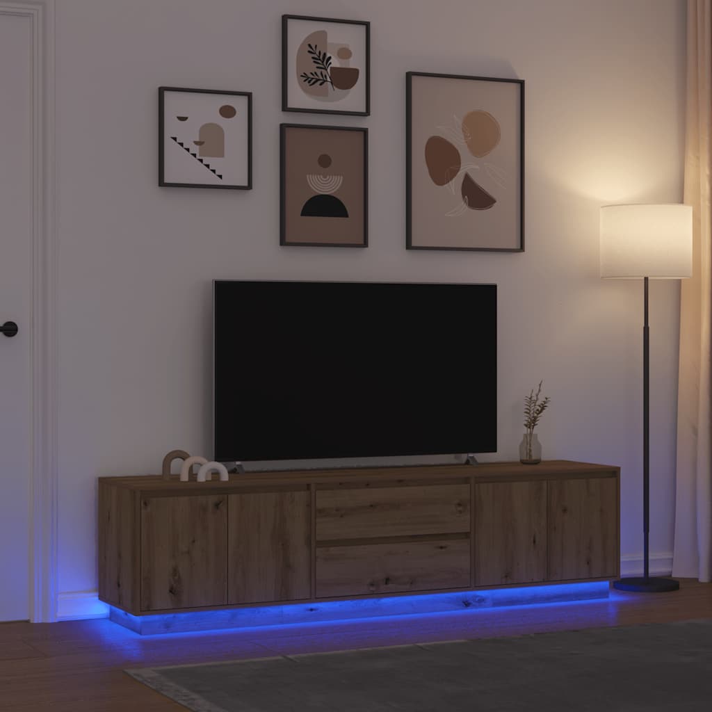 E-shop Multidom TV skrinka s LED svetlami dub artisan 193,5x41x50 cm