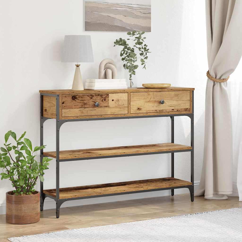 E-shop Multidom Konzolový stôl Staré drevo 100 x 25 x 75 cm Kompozitné drevo