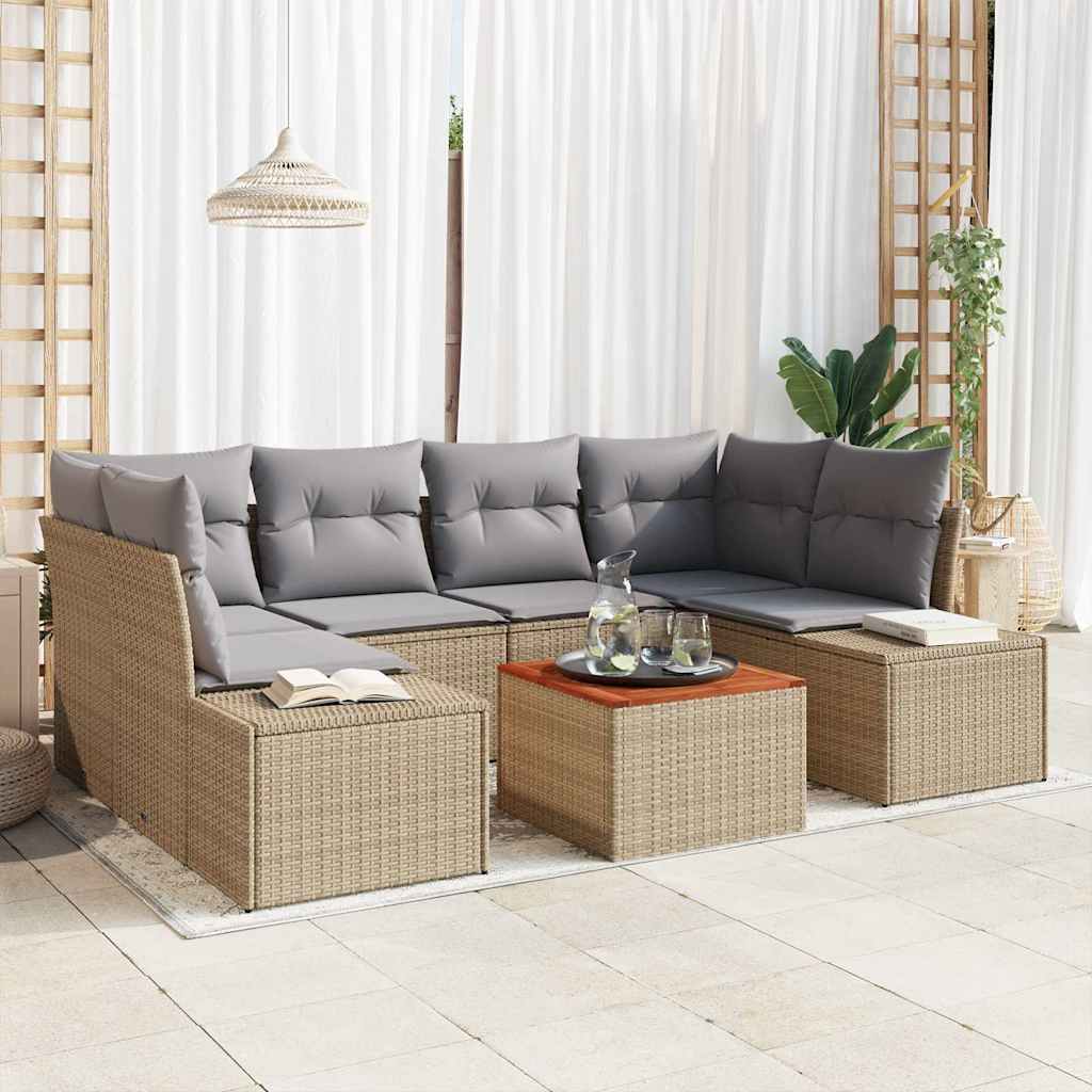 E-shop Multidom Súprava záhradných pohoviek 7 pcs Beige a svetlo šedá polyratan