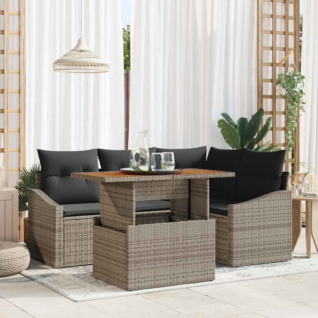 E-shop Multidom Súprava záhradných pohoviek s úložiskom 5 pcs Sivá Poly ratan