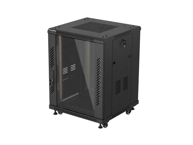 LANBERG INŠTALAČNÝ RACK 19'' 15U 600X600 ČIERNE SKLENENÉ DVERE (PLOCHÉ BALENIE)