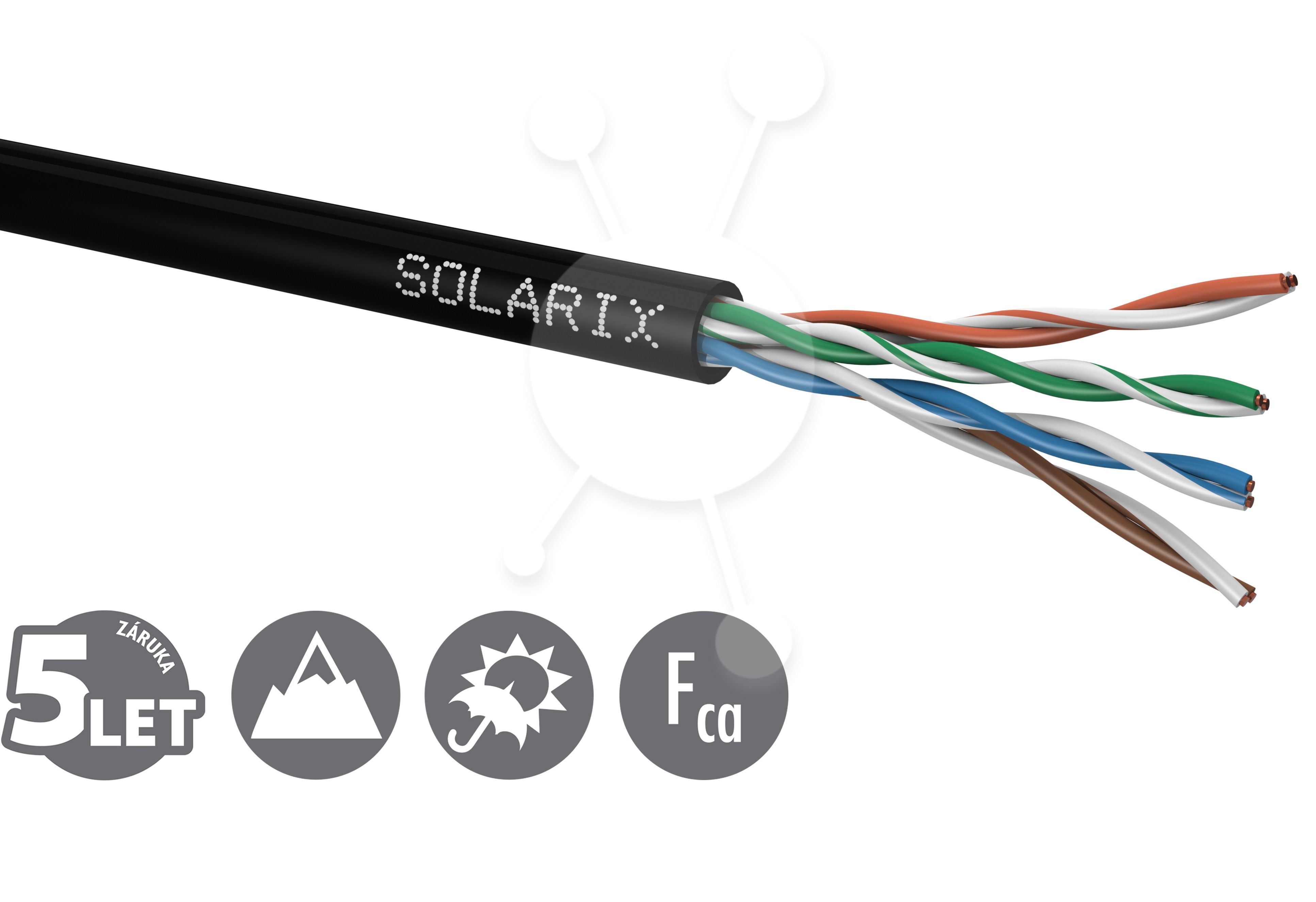 Inštalačný kábel Solarix CAT5E UTP PE Fca vonkajší 100m/box SXKD-5E-UTP-PE