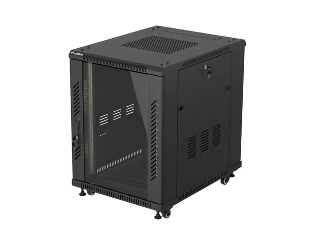 LANBERG INŠTALAČNÝ RACK 19'' 15U 600X800 ČIERNE SKLENENÉ DVERE (PLOCHÉ BALENIE)