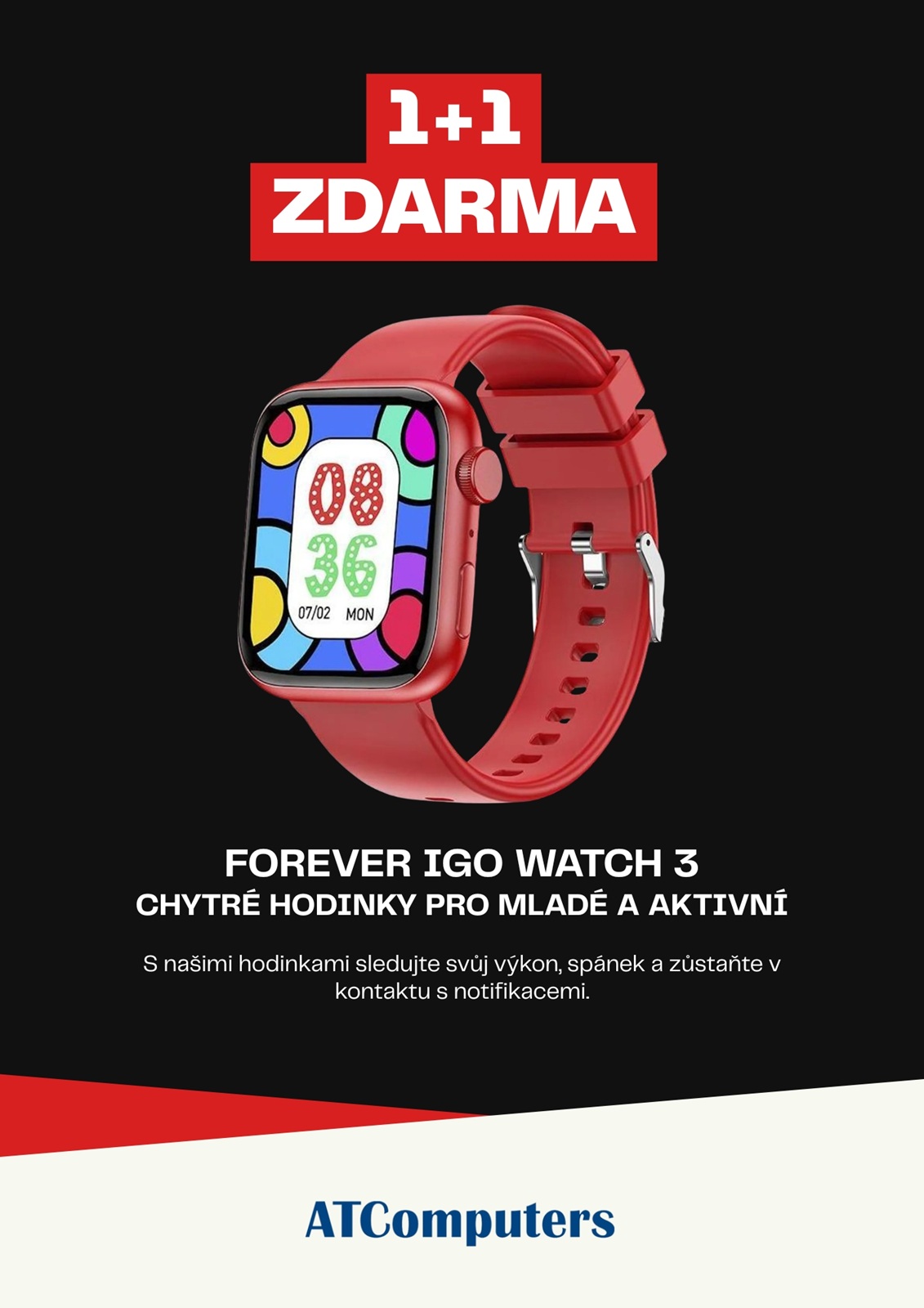 Forever IGO 3 JW-500 červené, 1+1 zadarmo