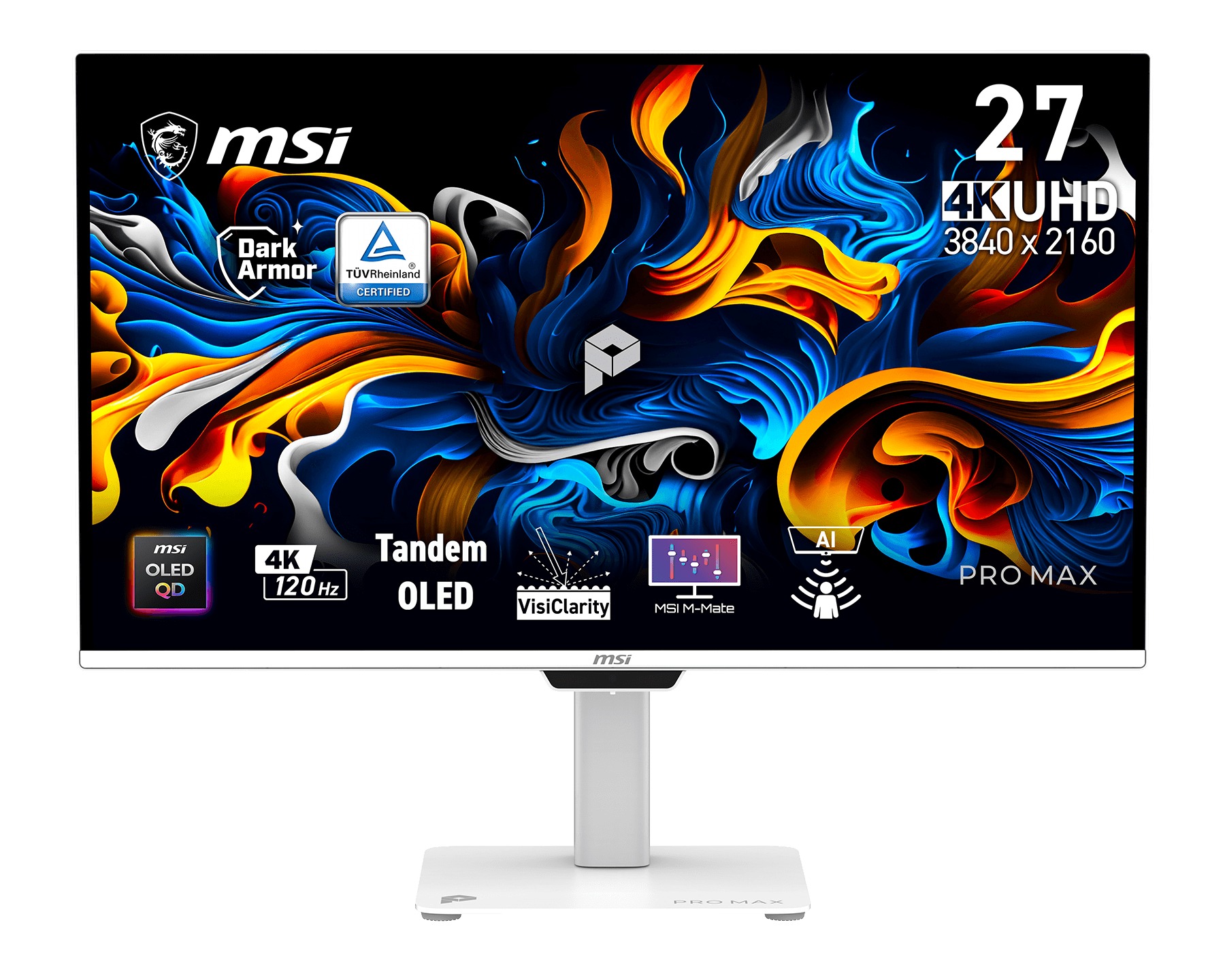 MSI Pro/MAX 271UPXW12G/26,5''/QD-OLED/4K UHD/120Hz/0,03ms/Biela/3R