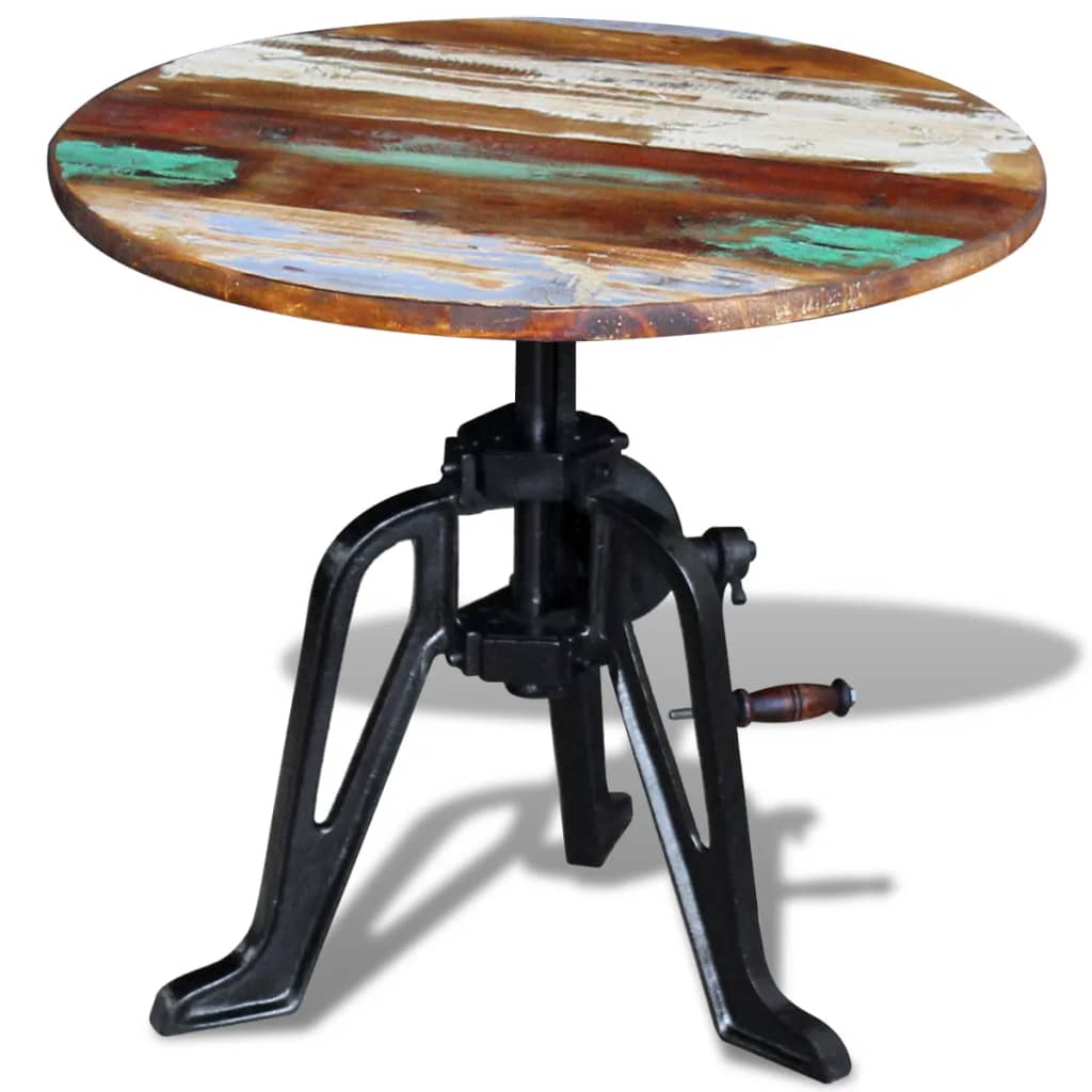 Multidom Príručný stolík, recyklovaný masív, liatina 60x(42-63) cm