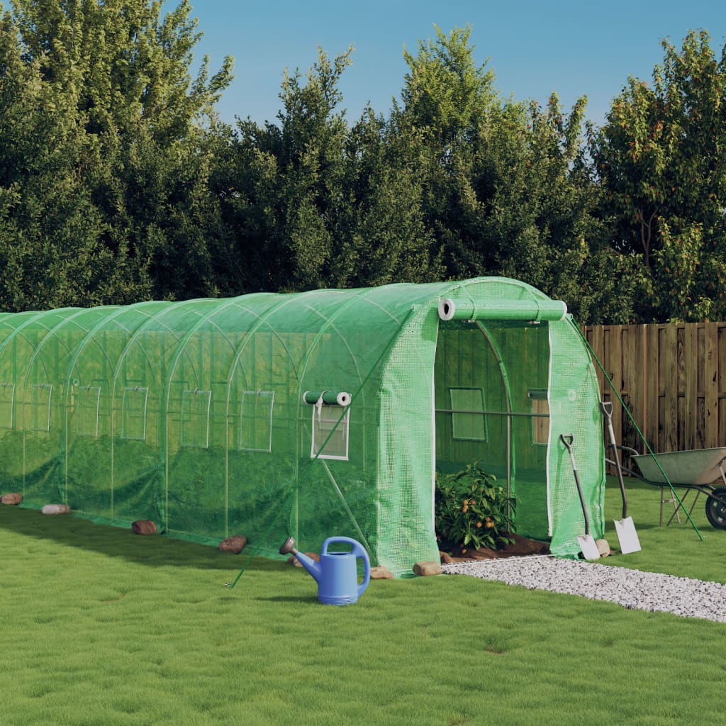 Multidom Fóliovník s oceľovým rámom zelený 28 m² 14x2x2 m