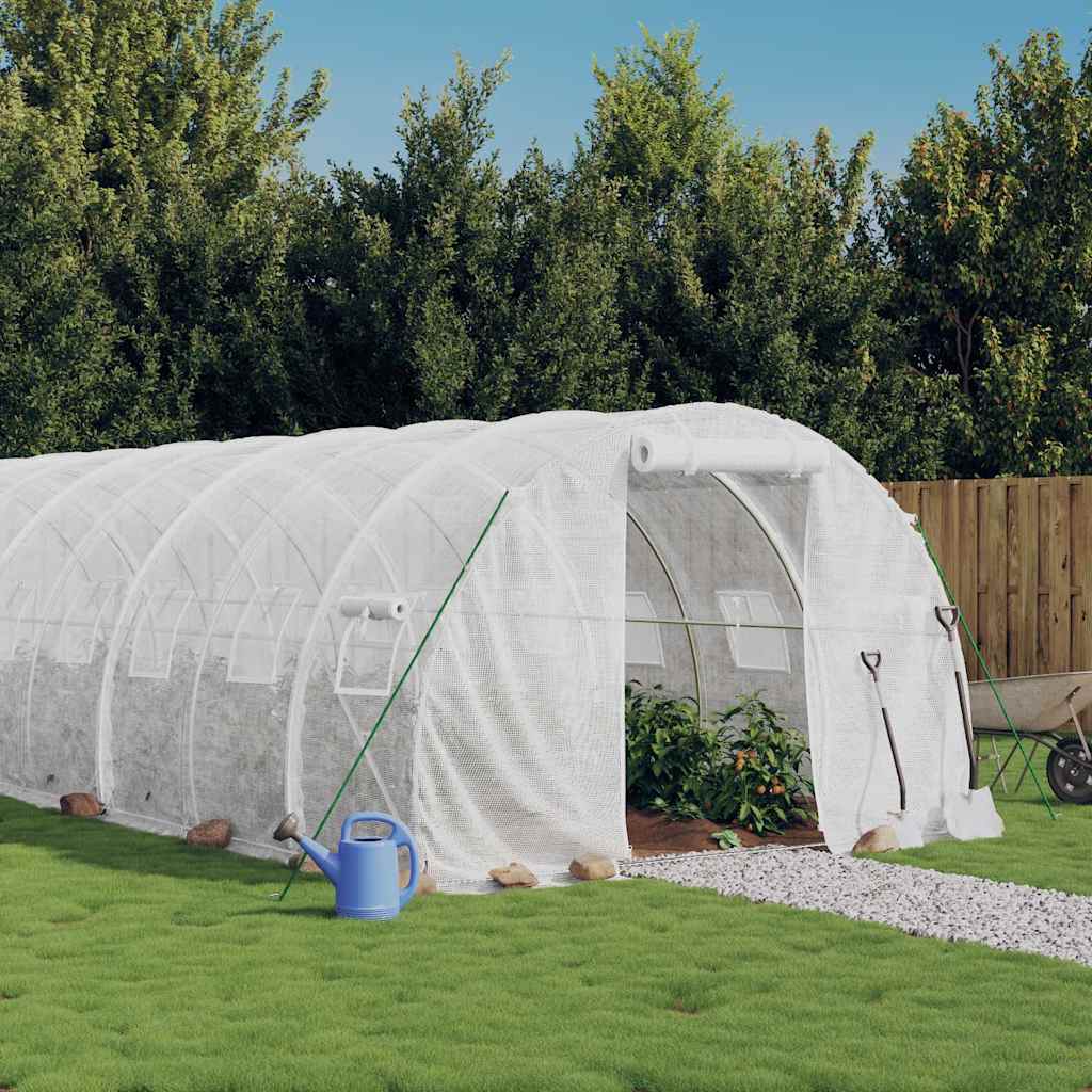 Multidom Fóliovník s oceľovým rámom biely 48 m² 16x3x2 m