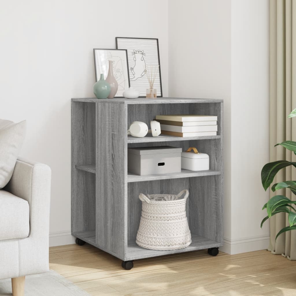 Multidom Príručný stolík a kolieska sivá sonoma 55x60x78cm kompoz. drevo