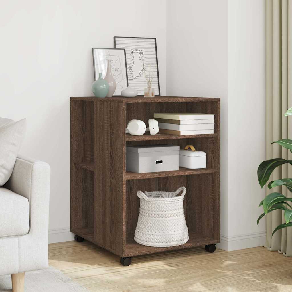 Multidom Príručný stolík a kolieska hnedý dub 55x60x78 cm kompoz. drevo
