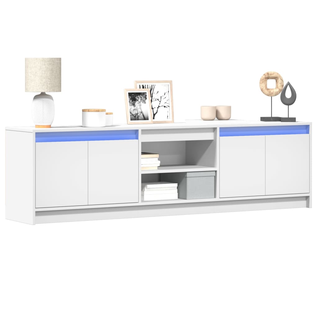 Multidom TV stolík s LED biely 180x34x50 cm kompozitné drevo