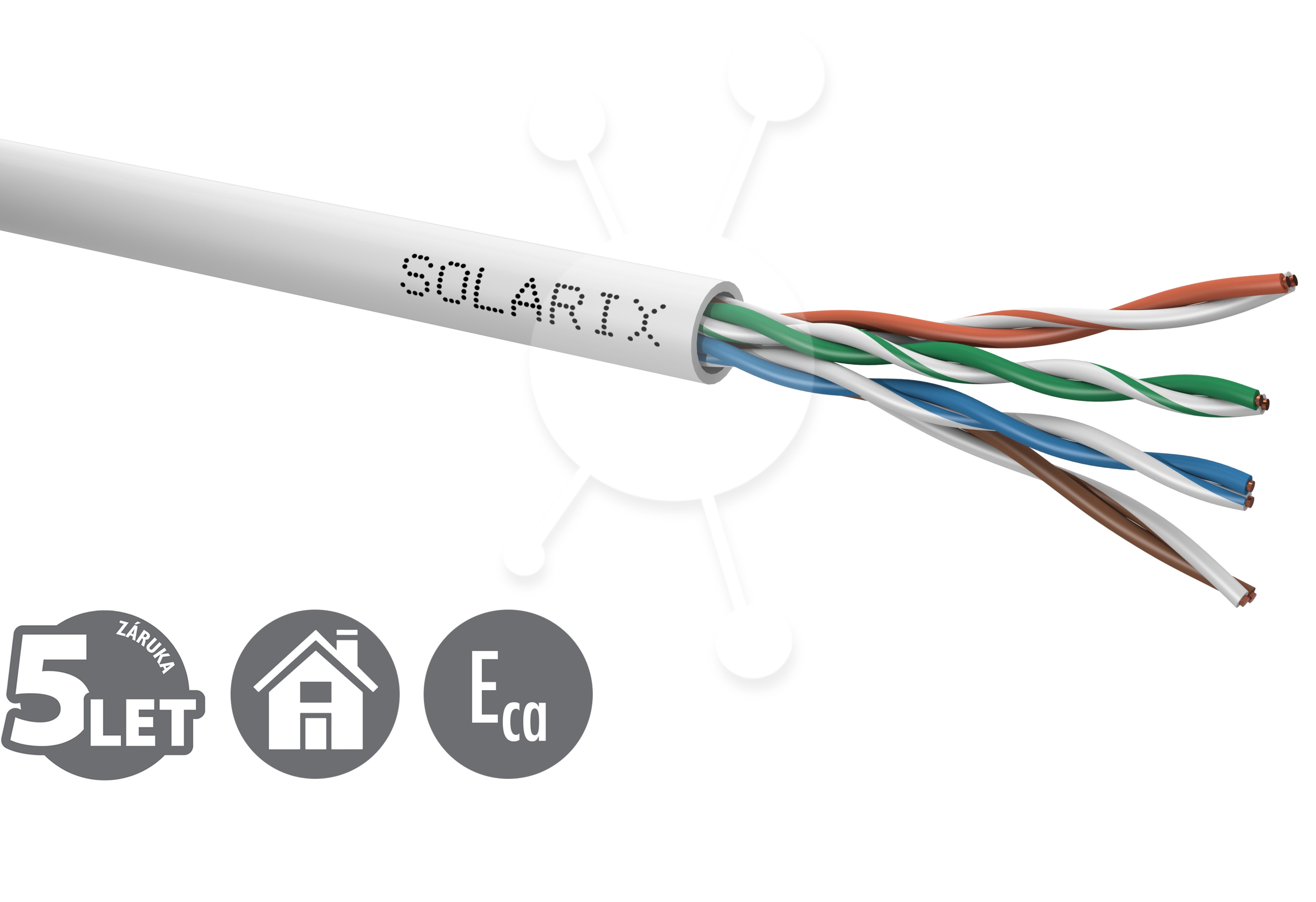 Inštalačný kábel Solarix CAT5E UTP PVC Eca 100m/box SXKD-5E-UTP-PVC
