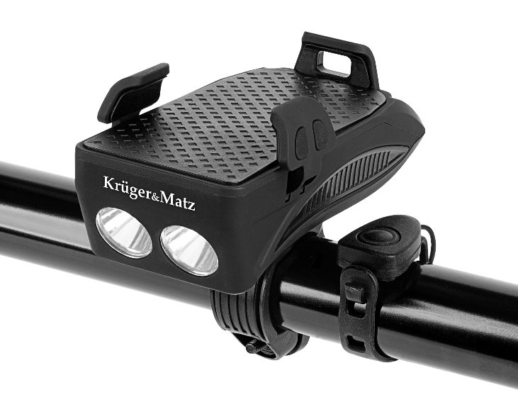 KRUGER &MATZ XT50 Držiak telefónu na bicykel 4v1 so svietidlom a powerbankou