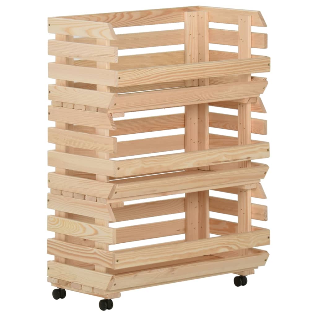 Multidom Vozík na zeleninu 57x30x80 cm masívne borovicové drevo