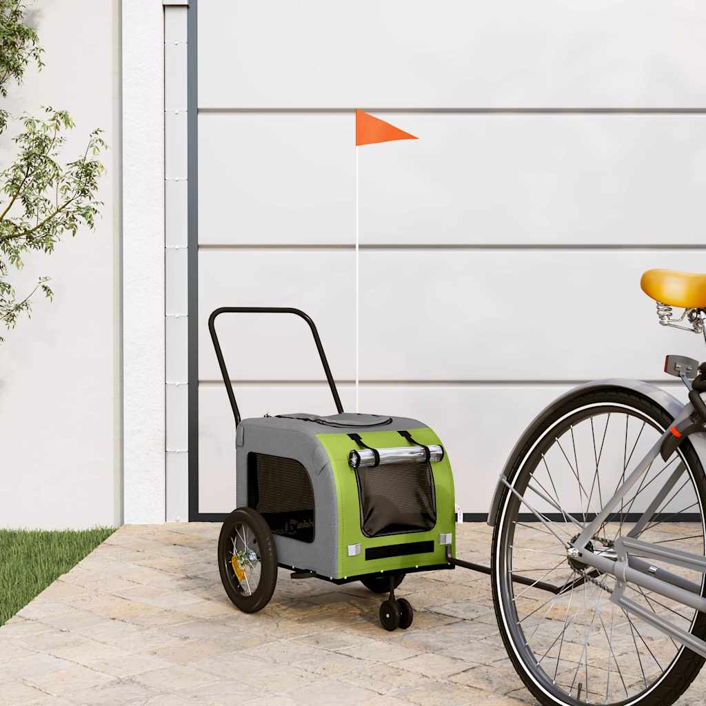 Multidom Vozík za bicykel pre domáce zvieratá s úložiskom Zelená a šedá