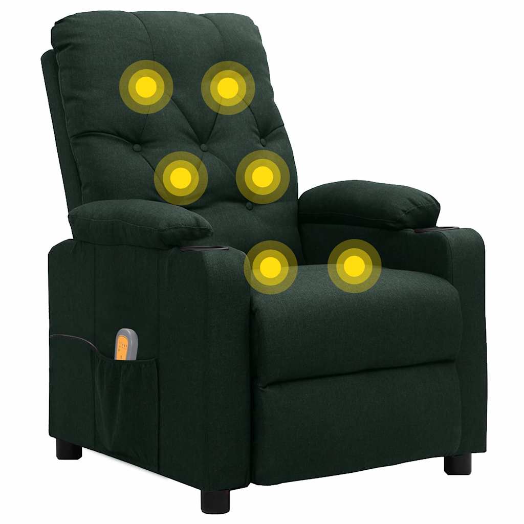 Multidom Masážne kreslo, tmavozelené, látka