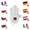 Predlžovací kábel 10 m / 3 zásuvky / s vypínačom / biely / PVC / 1,5 mm2