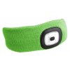 Čelenka s čelovkou 180lm, nabíjecí, USB, uni velikost, bavlna/PE, fluorescentní zelená SIXTOL