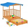Multidom Detský domček s pieskoviskom, jedľové drevo, modrý UV50