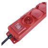 Predlžovací kábel 10 m / 4 zásuvky / s vypínačom / čierno-červený / guma-neoprén / 1,5 mm2
